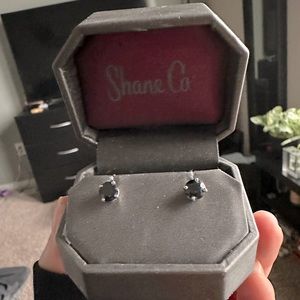 Shane Co. black sapphire screw back earrings